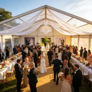 White Frame Event Tent, Outdoor School Graduation Dinner Marquee