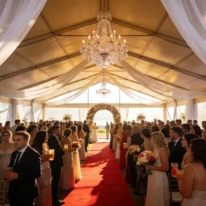 White Frame Party Tent for Outdoor Film Shooting and Temporary Dressing Rooms
