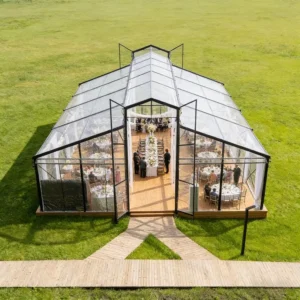 White Frame Transparent Orangery Glass Tent for Wedding and Party Receptions