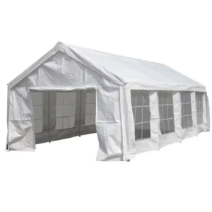 White Outdoor Wedding Tent 4 x 12 or 6 x 12, Four-Season Waterproof PVC with Galvanized Frame