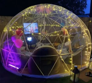 White Waterproof Steel-Frame PVC Outdoor Camping Geodesic Igloo Dome Tent, UV-Resistant Double-Layer