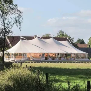 White Wood Steel Pole Tent with Sidewalls