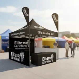 Whole Set 10x10ft Trade Show Tent with Carry Bag Aluminum Frame Outdoor Pop up Canopy Tent With Feather Flag Table