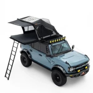 Wide Hard Shell Rooftop Tent with Integrated LED Lighting Durable ABS Case Quick-Setup Car-Top Camping Shelter