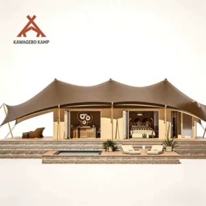 Wild Luxury 1-4 Person PVC PVDF Waterproof Canvas Safari Glamping House Lodge Tent for Resort and Hotels