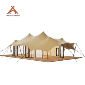 Wild Luxury Four Season Steel Straight Bracing PVDF Waterproof Canvas Safari Glamping Villa Tent