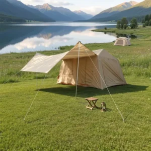 Wildwood Inflatable Cabin Shelter 420D Oxford 396x270x200cm Khaki PVC Airbeam Rental Glamping