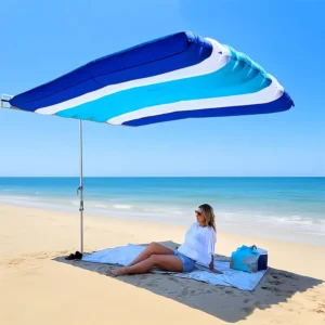 Wind Blow Beach Canopy Portable Double-layer Sunscreen Umbrella Outdoor Beach Tent Wind Powered Sunshade Tarp for Hotel Resort
