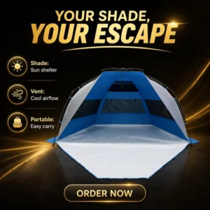 Wind Resistant Pop up Beach Tent with UV Silver Coating