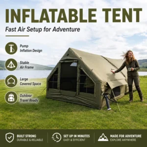 Windproof 2-Room Inflatable Camping Tent for Outdoor Travel