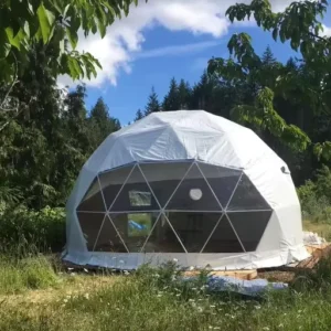 Windproof Four-Season Family Camping Igloo Prefab Geodesic Dome Tent with Steel Frame and PVC Cover