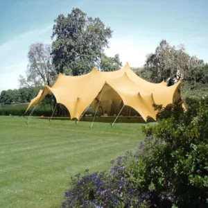 Windproof PVC Aluminum Frame Four-Season Bedouin Stretch Tent, Elastic Fabric Outdoor Event Wedding Canopy