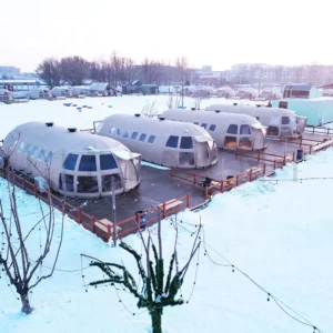Winter Luxury Panorama Geometric Dome Glamping Tent with Shower and Toilet