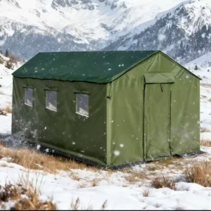 Winter Outdoor Four Season One Bedroom Tent Canvas Cotton Warm Layer Army Green Snowproof Camping 10 Persons Factory Price