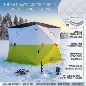 Winter Portable Ice Fishing Tent Waterproof Cotton Thermal Insulation Multi Person Windproof Cold Resistant Quick Pitch Camping