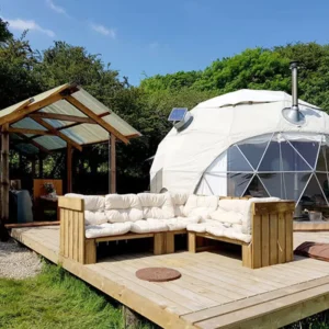 Winter Used Outdoor Geodesic Dome Glamping Tent Camping House Tent With Chimney
