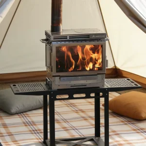 Wood-Burning Yurt Stove with Portable Ash Pan for Winter Off-Grid Heating