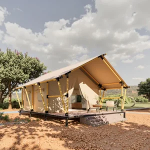 Wooden Family Glamping Pyramid Tent Hotel Desert Tent Platform