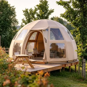 XQ-7 Dome PVC Fabric Tent Waterproof Windproof Keel Frame with Windows and Doors for Outdoor Events and Glamping