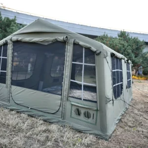 XXL Inflatable Camping Tent 17.28 Sqm Waterproof Canvas Style Air House Tent for Family Outdoor Camp