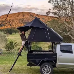 Younghunter Triangle Steel Canvas Four season Quick Automatic Opening Overland Camping Hard Shell RTT Roof Top Tent