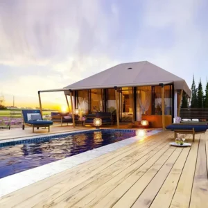 ZHUNIU 6x8m Modern PVC Outdoor Four Season Large Waterproof Luxury Desert Camping Glamping Safari House Resort Tent House