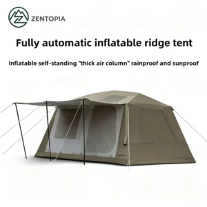 Zentopia Luxury 2-Bedroom Double Layer Waterproof Portable Inflatable Air Tent Integrated Awning Oxford Fabric Quick Setup
